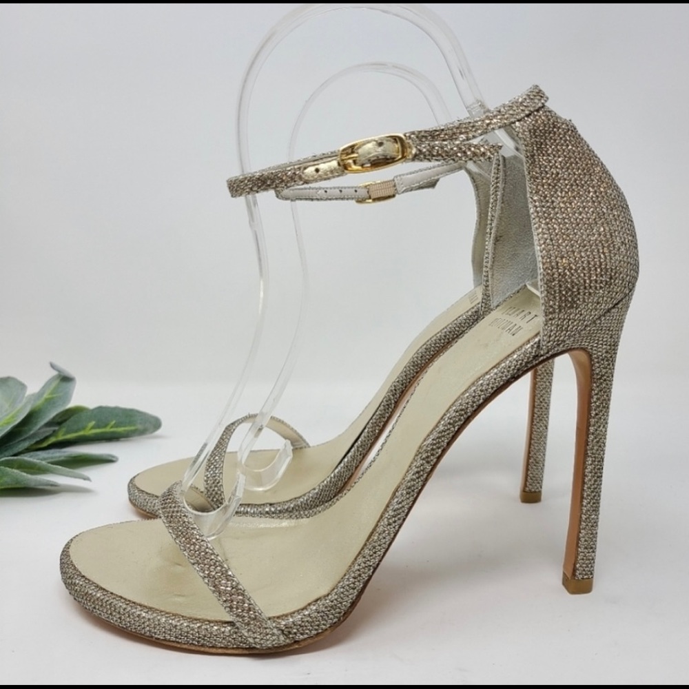 STUART WEITZMAN Nudist Shimmer Metallic Sandal 8